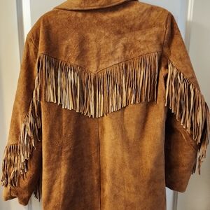 Brown genuine suede fringed Western jacket